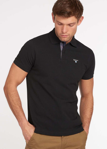 Barbour Polo's  Barbour tartan pique polo - black 