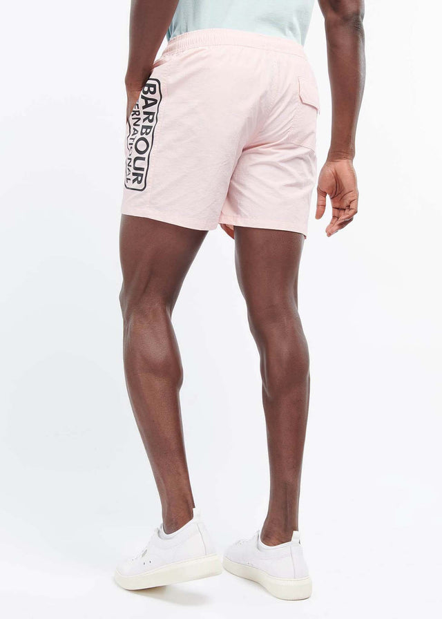 Barbour International Swimwear  Large logo swim short- pink cinder 