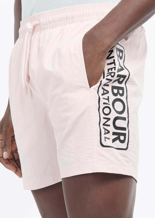 Barbour International Swimwear  Large logo swim short- pink cinder 