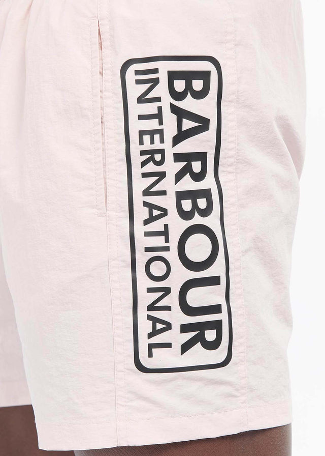 Barbour International Swimwear  Large logo swim short- pink cinder 