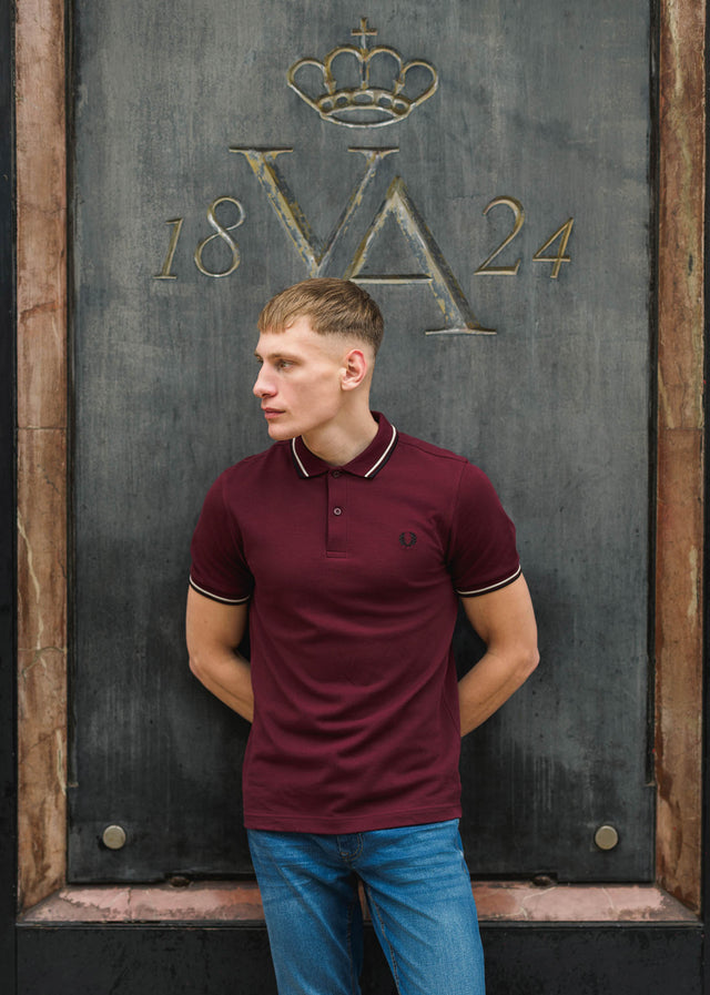 Fred Perry Polos  Twin tipped fred perry shirt - oxblood ecru black 