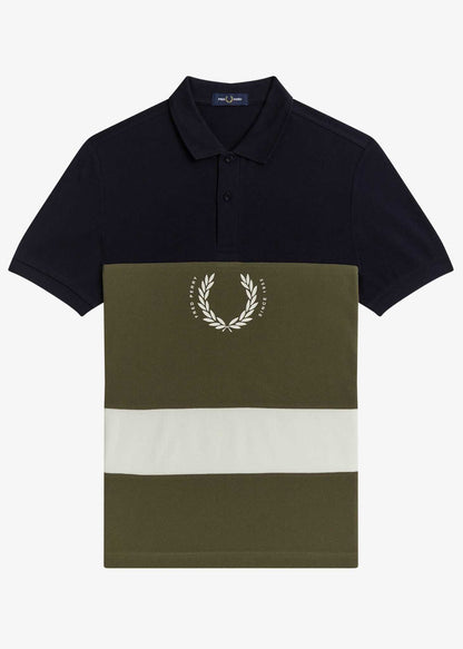 Fred Perry Polo's  Printed colour block poloshirt - navy 