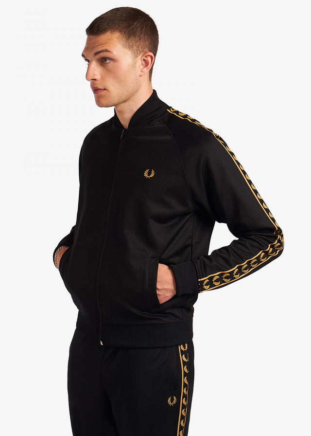 Fred Perry Cardigans  Gold tape bomber track jacket - black 
