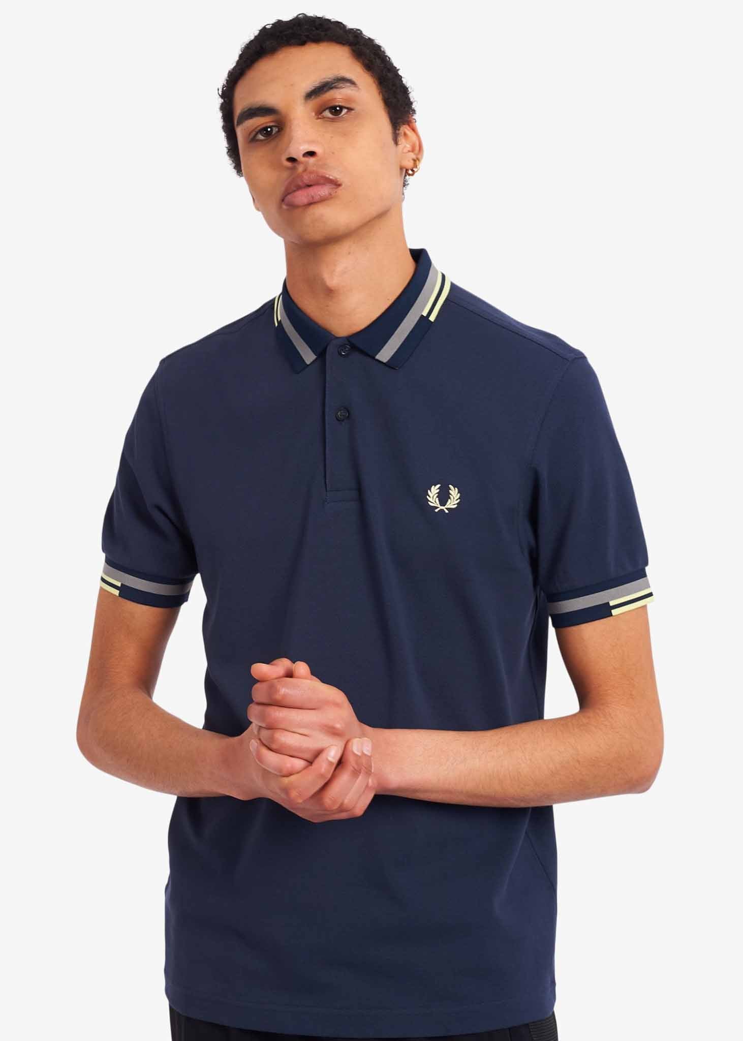Abstract tipped polo shirt - dark airforce - Fred Perry
