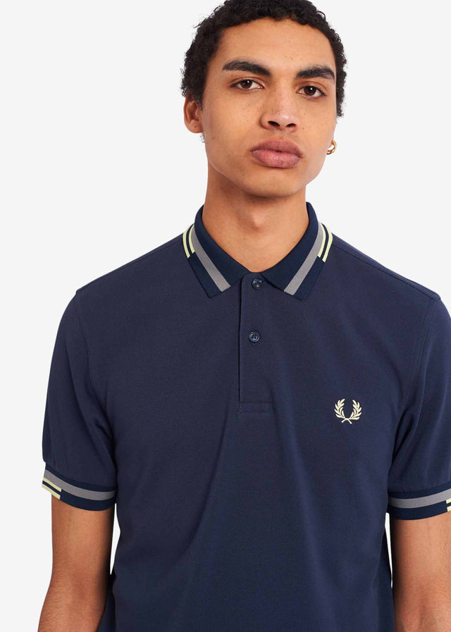 Fred Perry Polos  Abstract tipped polo shirt - dark airforce 
