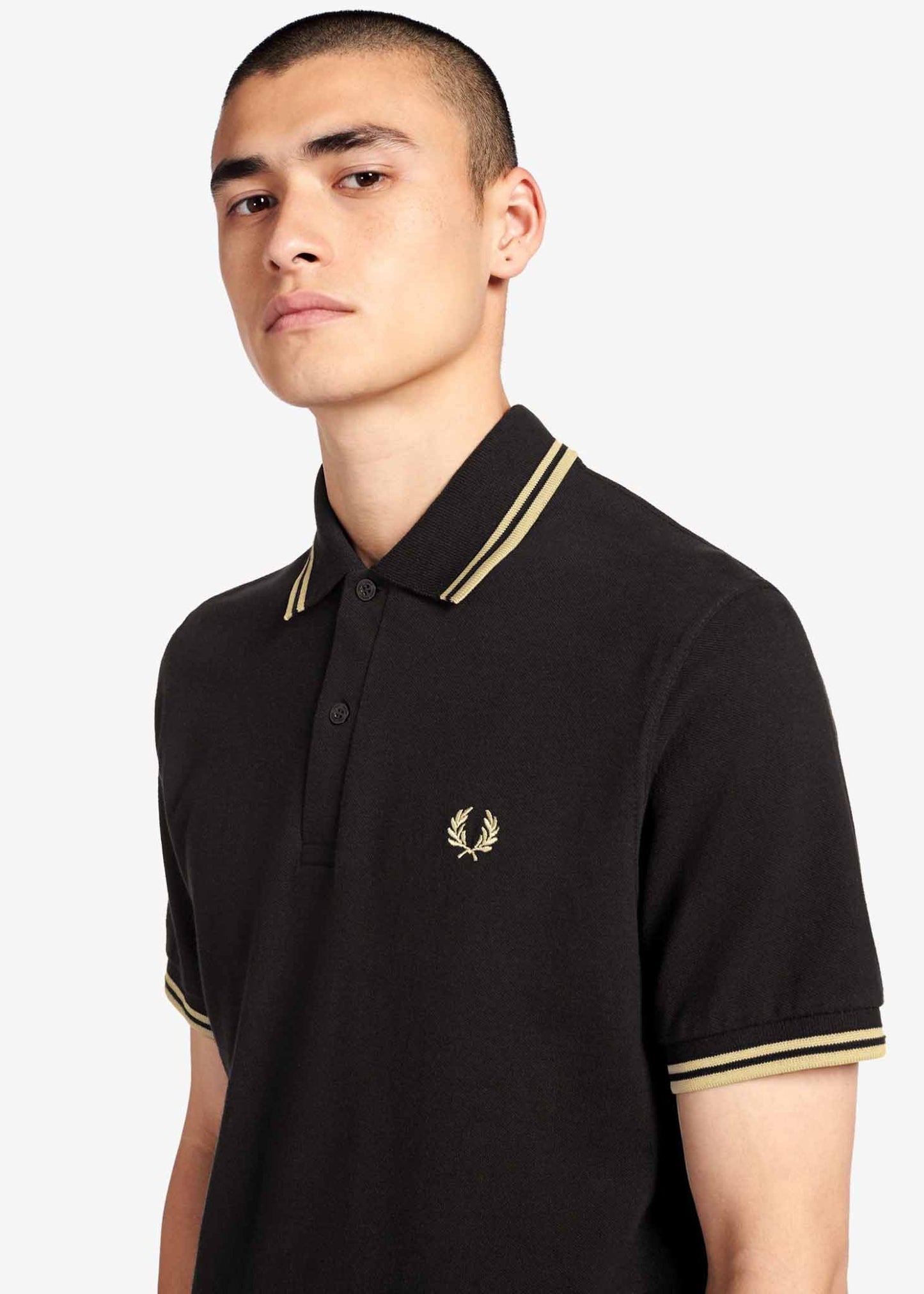 Twin tipped fred perry shirt - black champagne