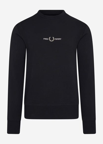 Fred Perry Truien  Embroidered sweatshirt - black 