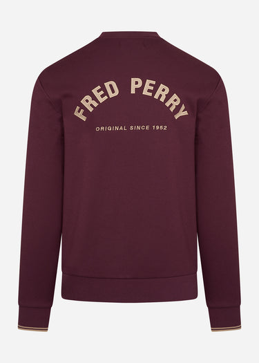 Fred Perry Truien  Fred Perry embroidered sweat - mahogany 