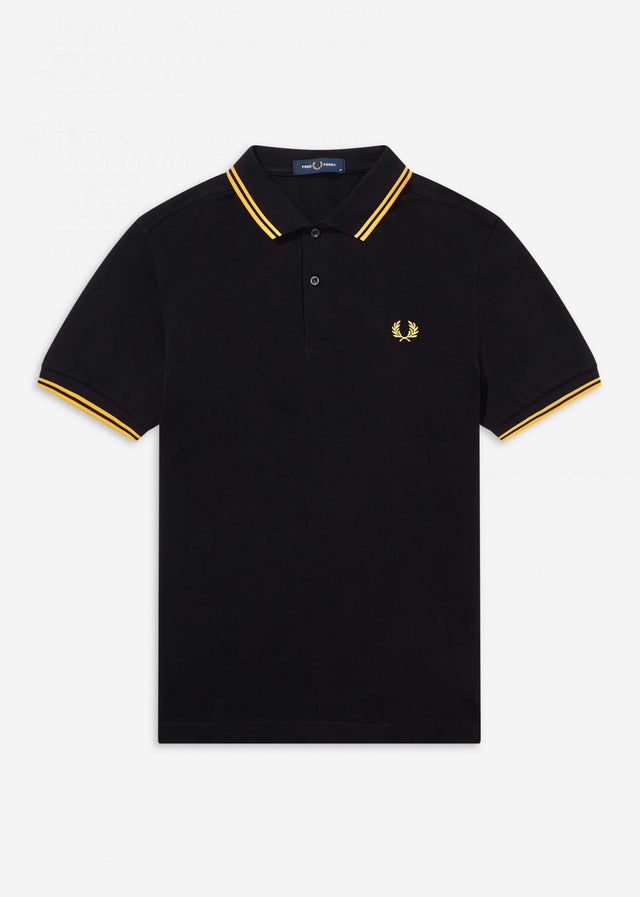 Fred Perry Polos  Twin tipped aw polo - black / new yellow 