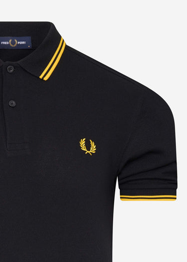 Fred Perry Polo's  Twin tipped aw polo - black / new yellow 
