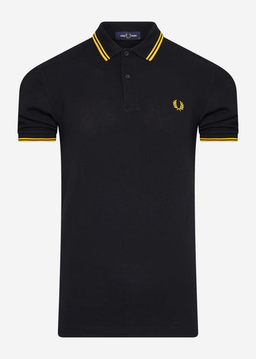Fred Perry Polo's  Twin tipped aw polo - black / new yellow 