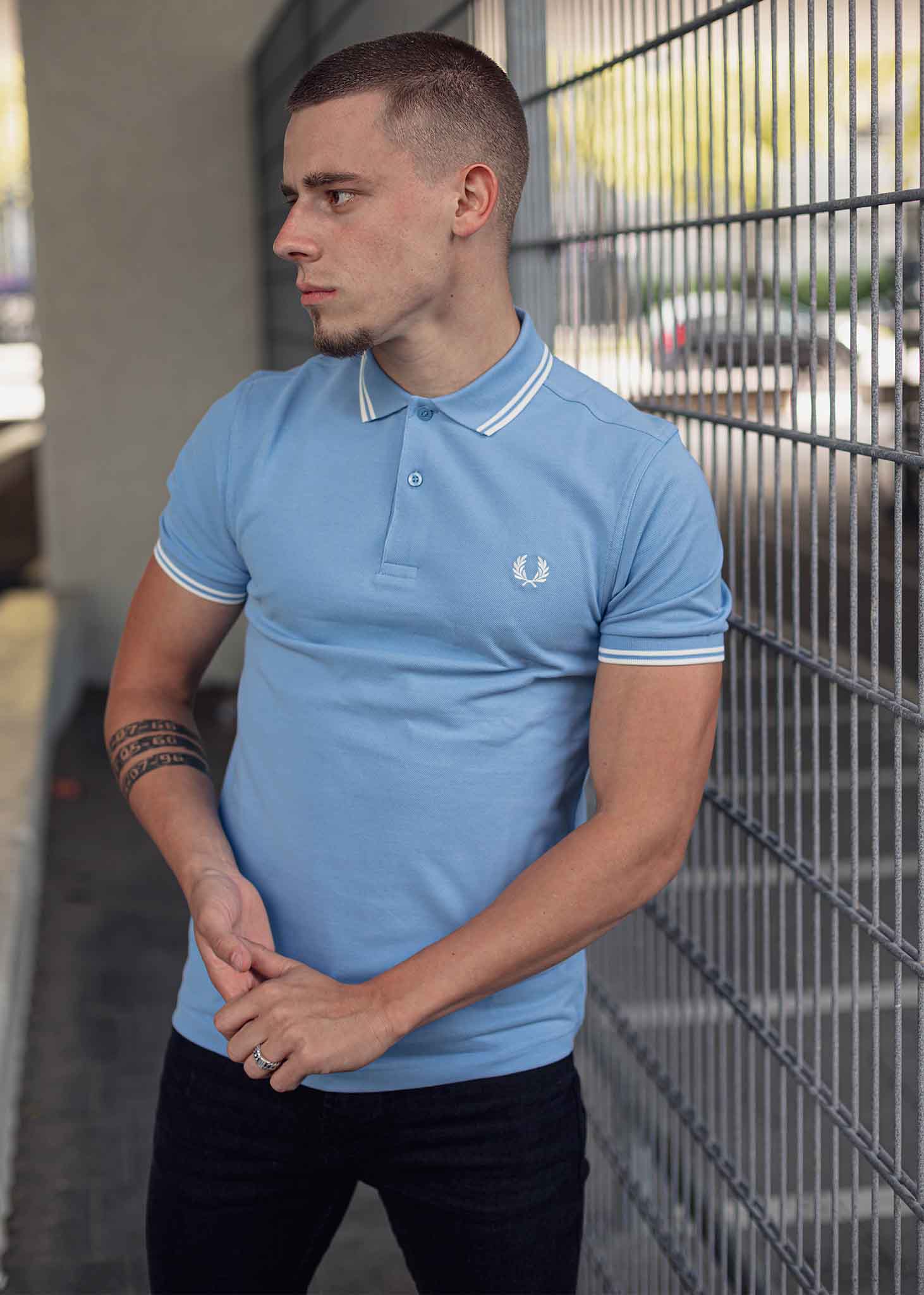fred perry polo sky blue licht blauw
