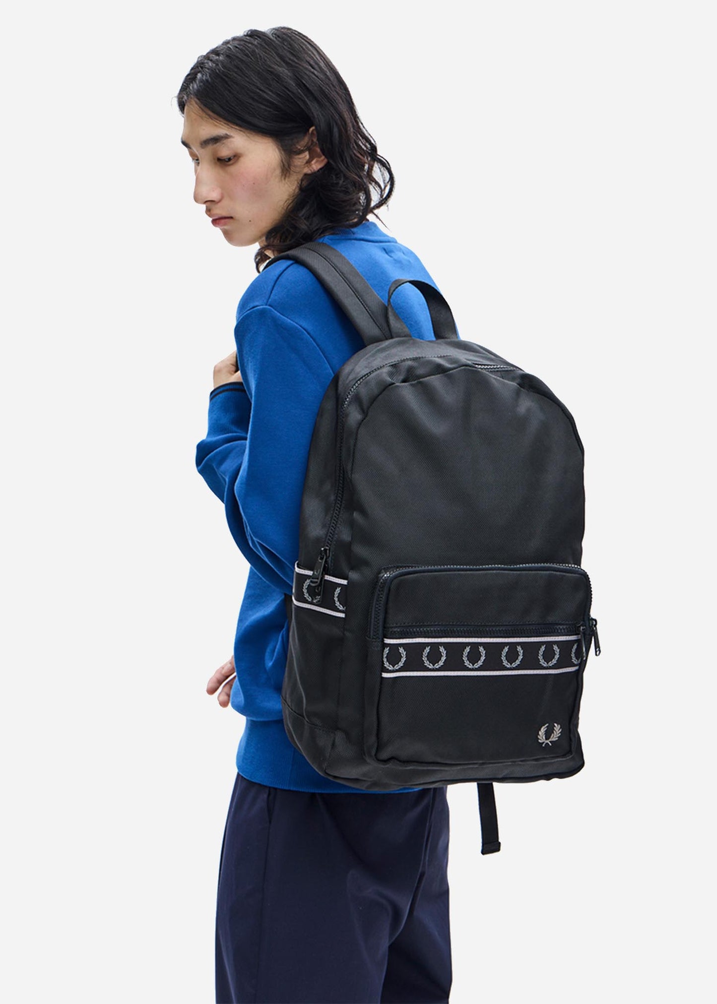 Contrast tape track backpack - black