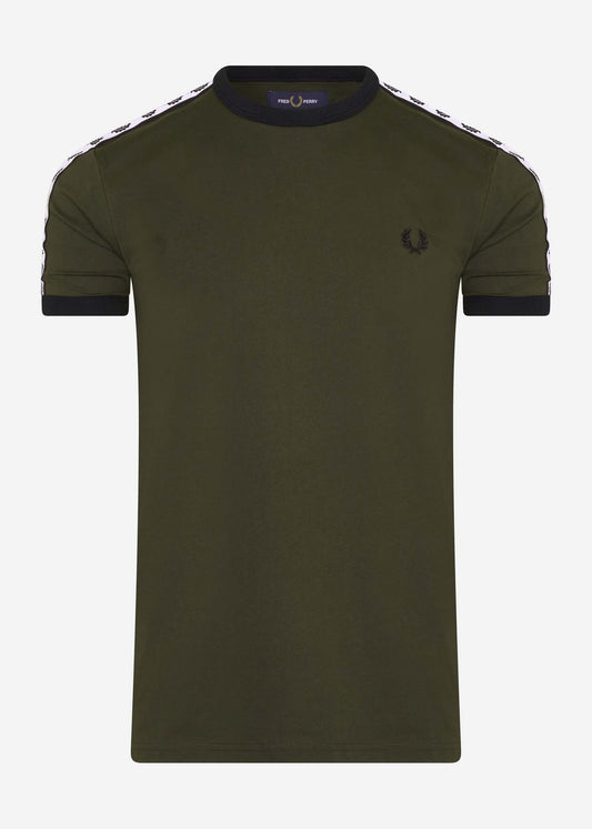 fred perry taped ringer t-shirt hunting green