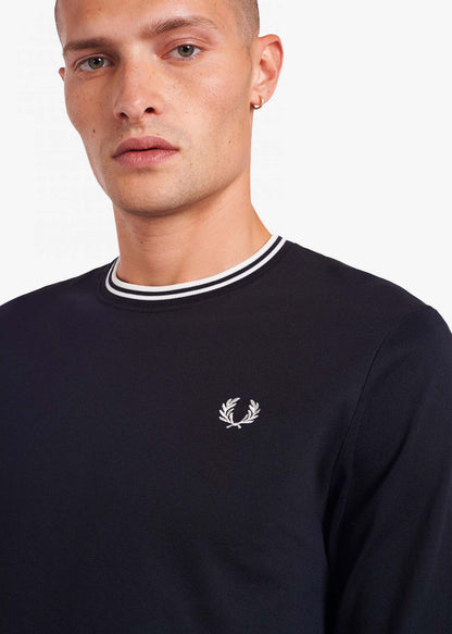 Fred Perry Longsleeve Tees  Twin tipped longsleeve tee- black 