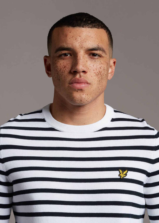 Lyle & Scott Sweaters  Breton stripe jumper - white 