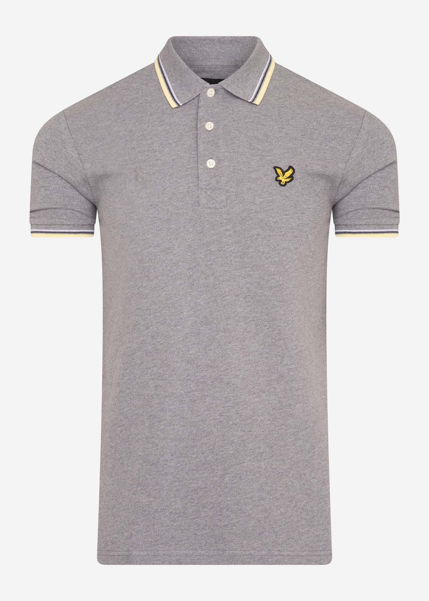 Lyle & Scott Polo's  Tipped polo shirt - mid grey marl lemon 