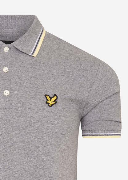 Lyle & Scott Polo's  Tipped polo shirt - mid grey marl lemon 