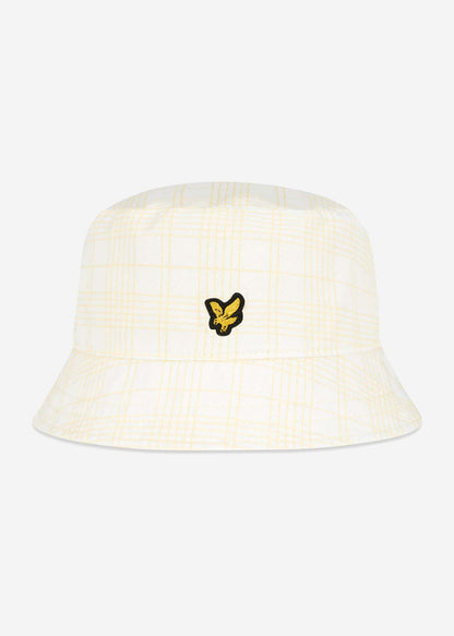 Lyle & Scott Bucket Hats  Reversible check bucket hat - white lemon 