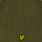 Knitted ribbed beanie - olive